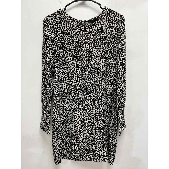 Nili Lotan Dress Women Animal Print Shift Silk Knee Casual Beige Leopard Large - Picture 1 of 8